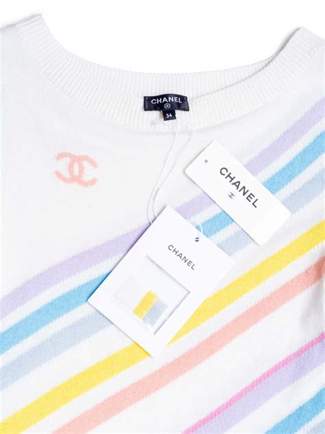 la pausa chanel sweater buy|CHANEL Cashmere CC Logo La Pausa Stripe Sweater Rainbow .